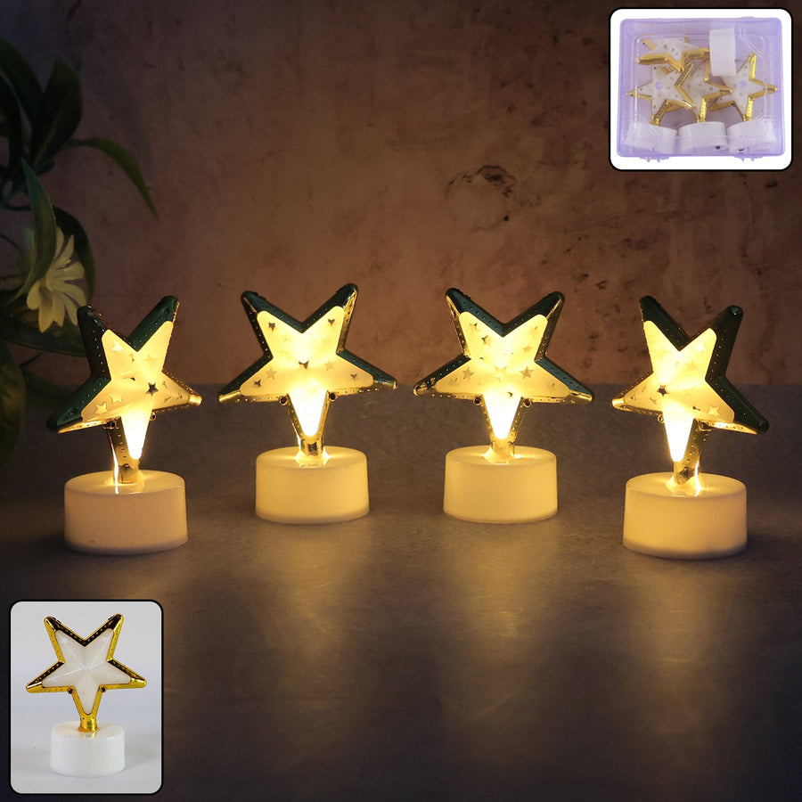 Star Shaped Flameless LED Candles – Set of 4 for Home Decor