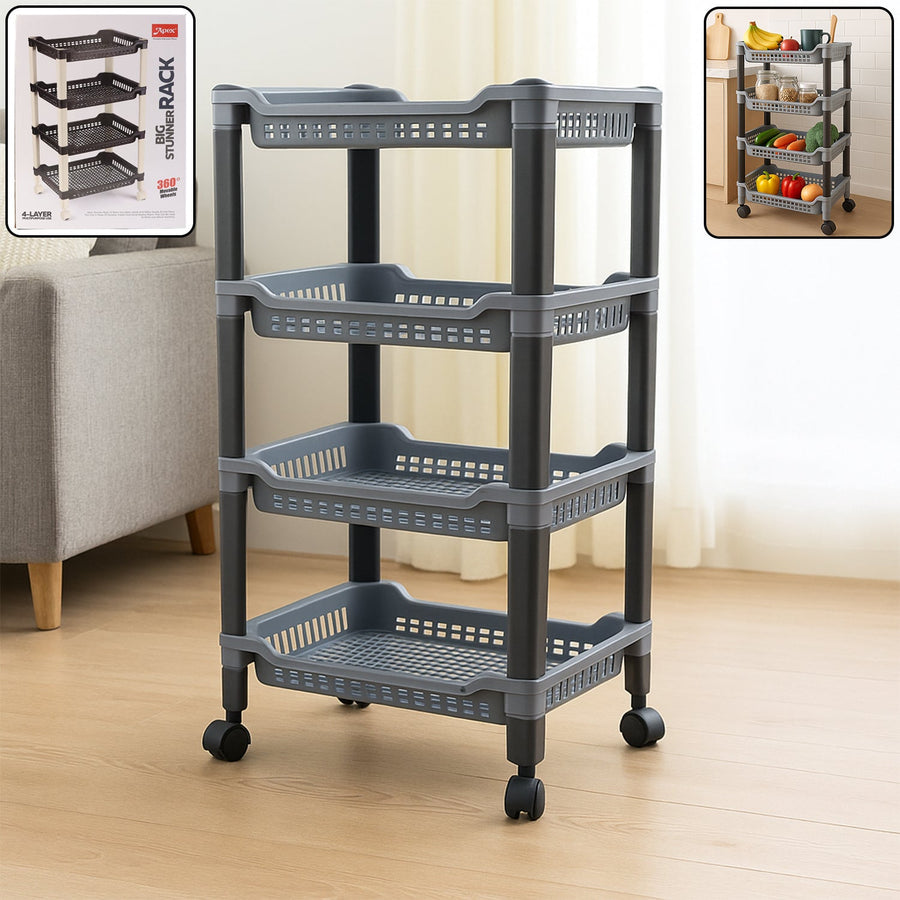 Plastic Storage Rack – 4-Layer Ventilated Multipurpose Organizer