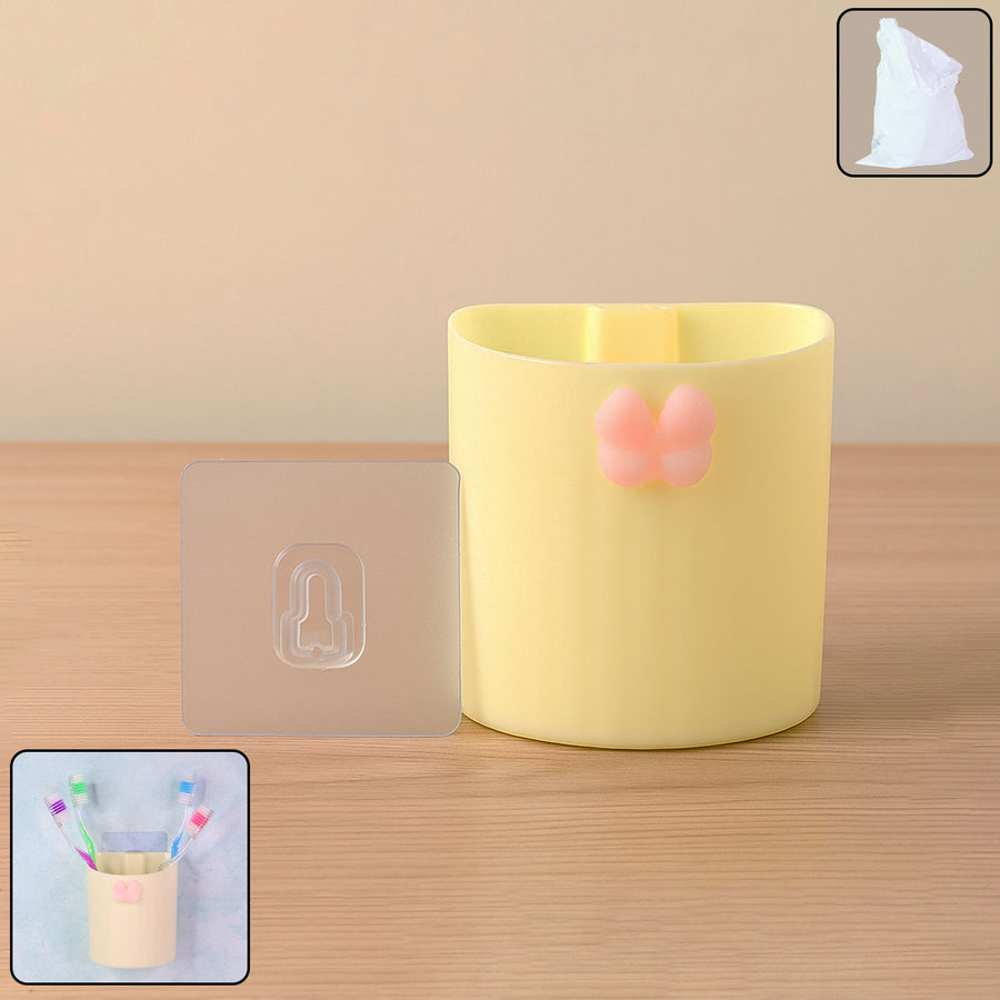 Wall-Mounted Toothbrush Holder – Butterfly Design & Strong Adhesive