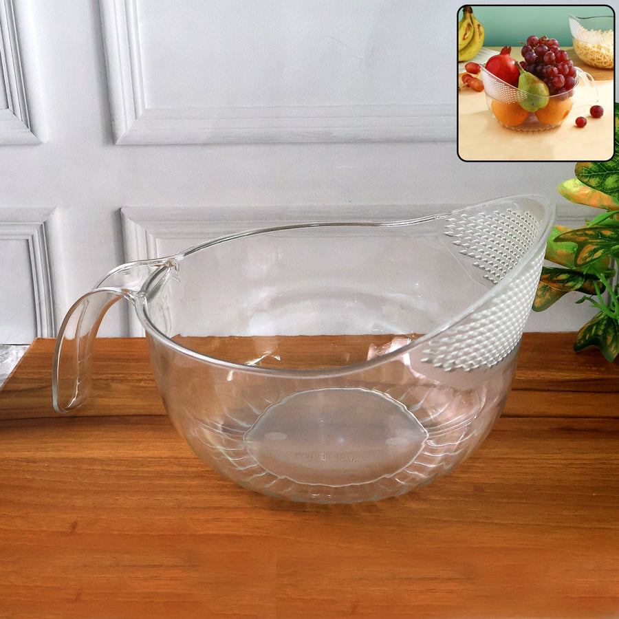 Transparent Plastic Bowl with Handle – Large Multipurpose Kitchen Basket