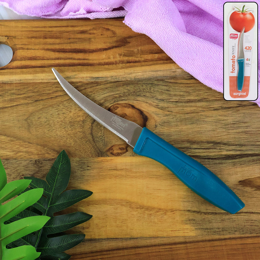 Tomato Knife – Sharp Serrated Curved Blade for Precision Slicing
