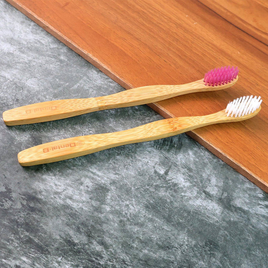 Bamboo Toothbrush Set – Eco-Friendly Medium Bristles (2 Pack)
