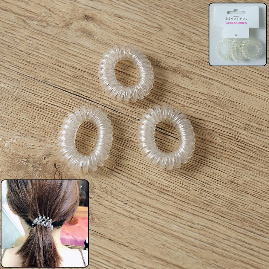 Transparent Spiral Coil Hair Ties – No Damage & Strong Hold