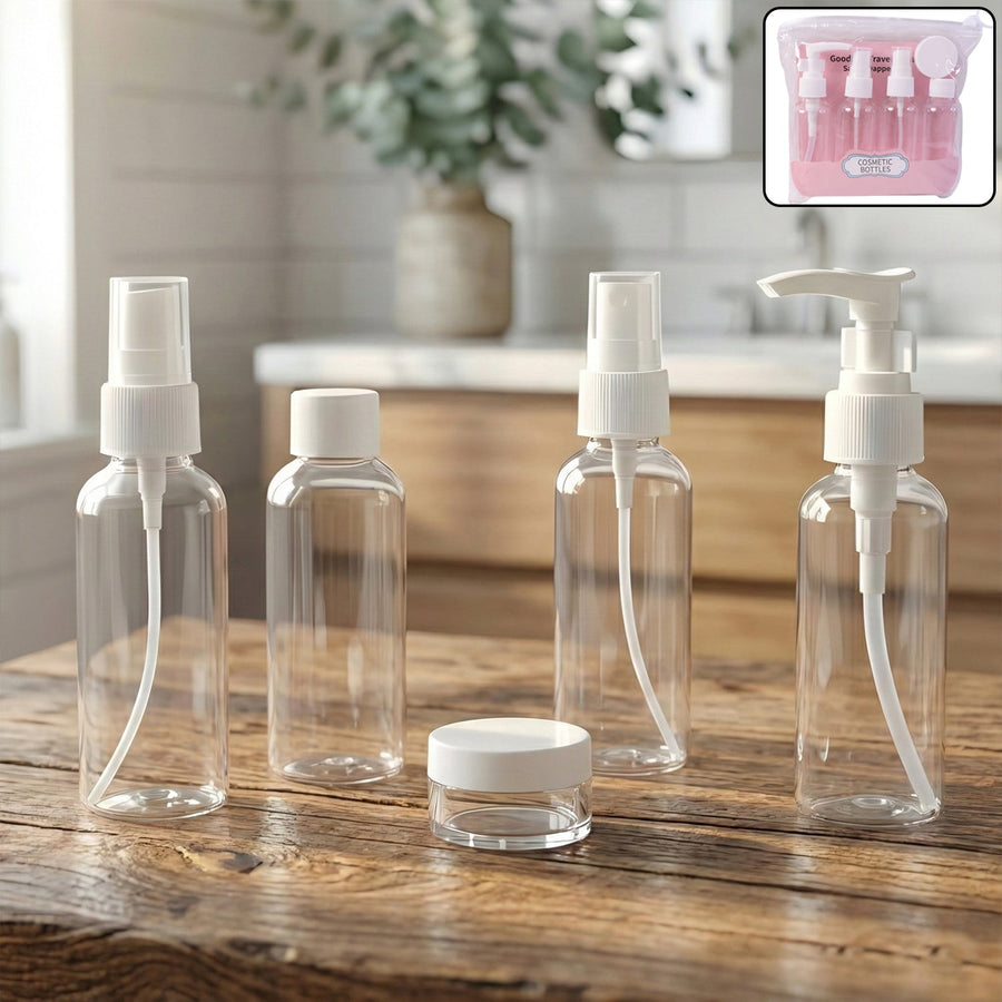 Travel Cosmetic Bottle Set – 5-in-1 Refillable Toiletry Containers