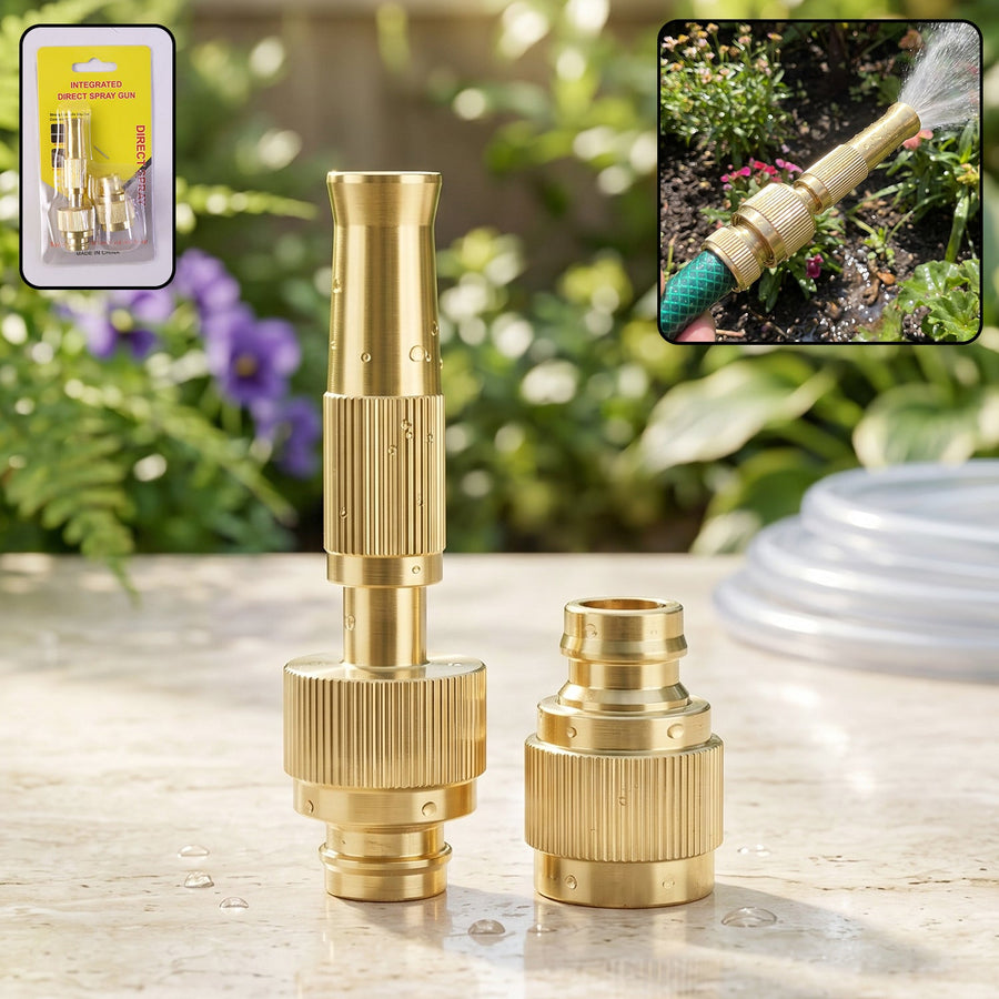 Golden Brass Garden Hose Water Nozzle Spray Gun with Quick Connect...