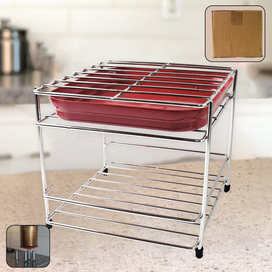 Stainless Steel 2-Tier Kitchen Utensil Storage Stand – Durable & Space-Saving