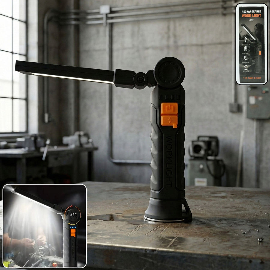 Rechargeable LED Work Light – 360° Adjustable Head & Magnetic Base