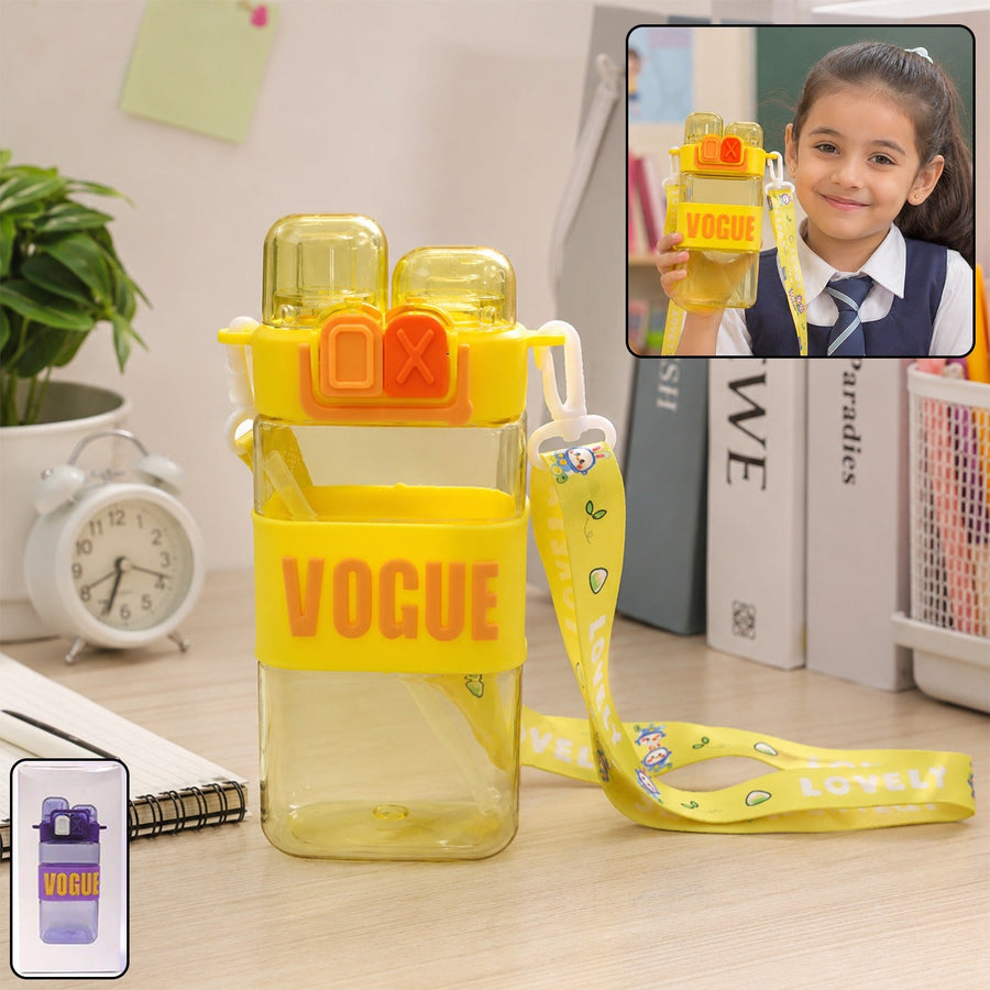 Girls Dual Compartment Water Bottle – Leakproof with Carry Strap
