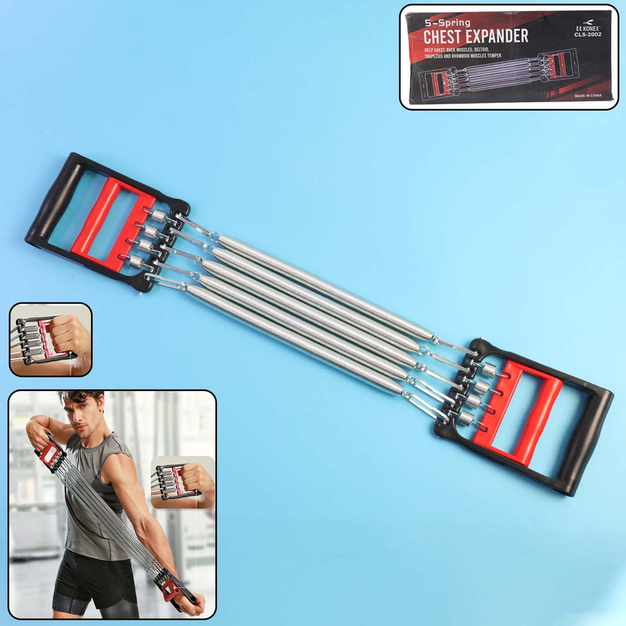 Chest Expander with 5 Adjustable Springs – Home Upper Body Workout