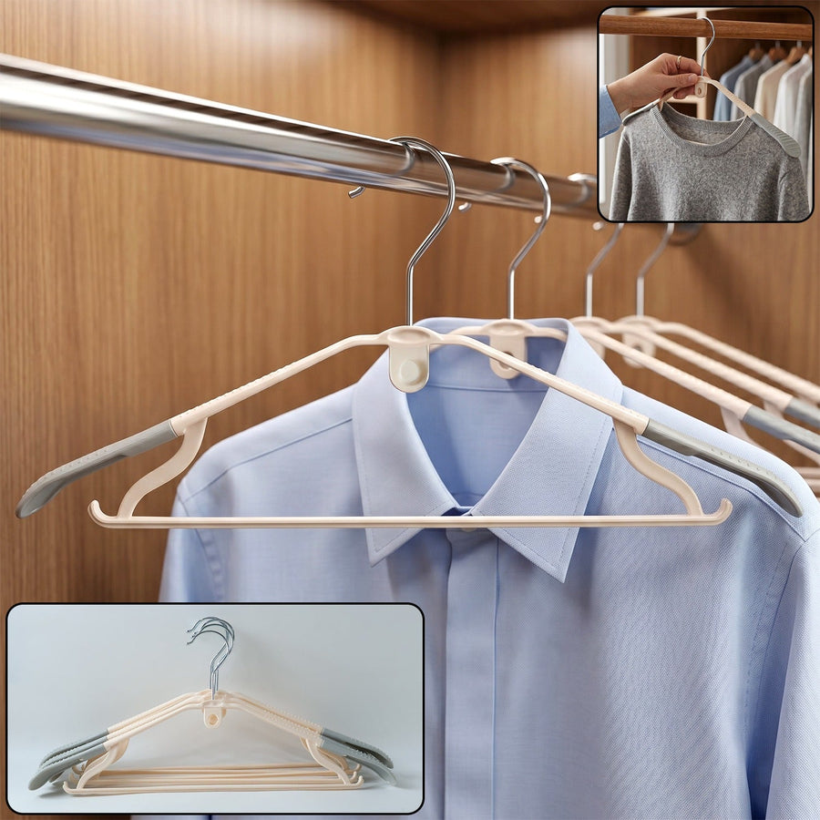 Plastic Clothes Hangers Set – Space-Saving & Non-Slip Design