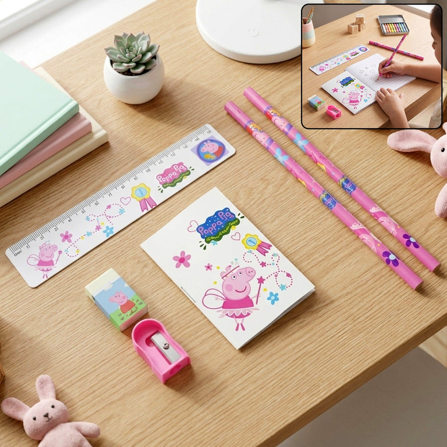 6-in-1 Student Stationery Combo Kit with Pencils, Ruler and Pouch for Kids (1 Set)