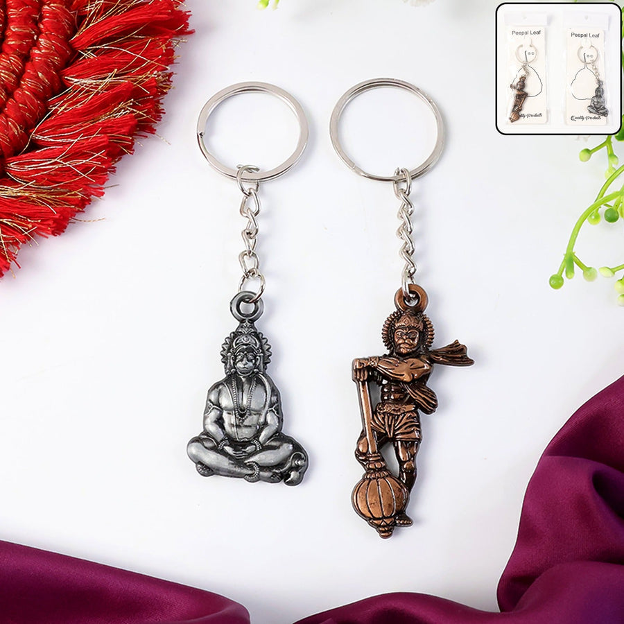 Hanuman Keychain Set – Durable Metal 2-Piece Mix Design