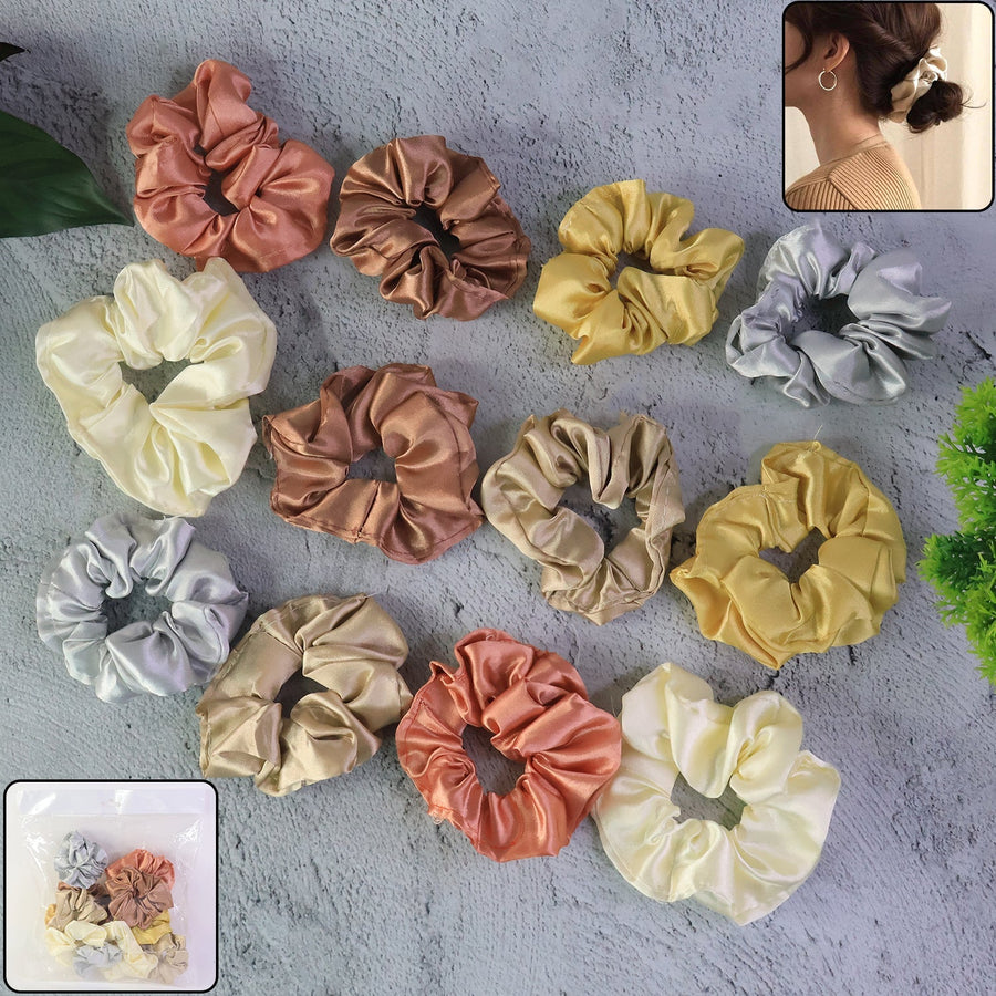 Satin Hair Scrunchies 12 Pc – Soft, Gentle Elastic Hair Ties