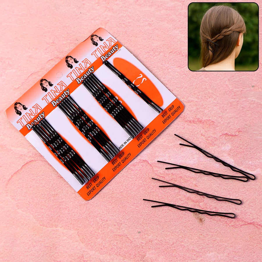 Big Black Hair Bobby Pins – Strong Non-Slip Grip Set of 24