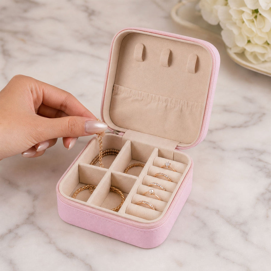 Travel Jewellery Box – Portable PU Leather Organiser | LilyGleam