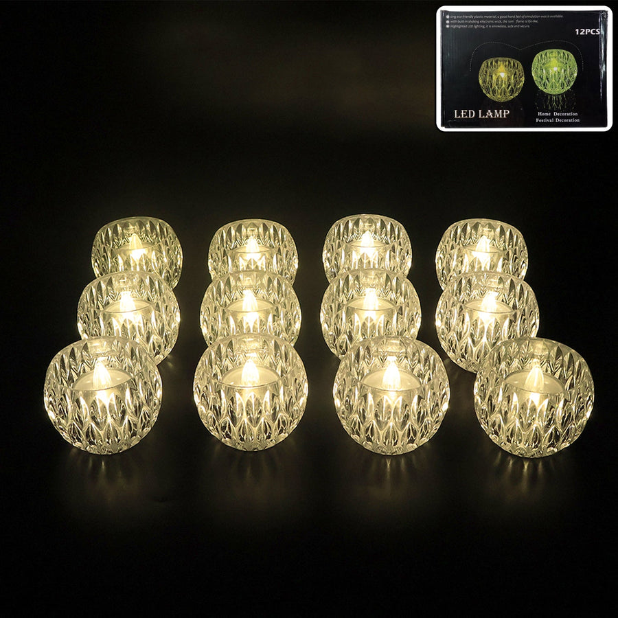 Crystal Style LED Decorative Lamps – Set of 12 Flameless Candles