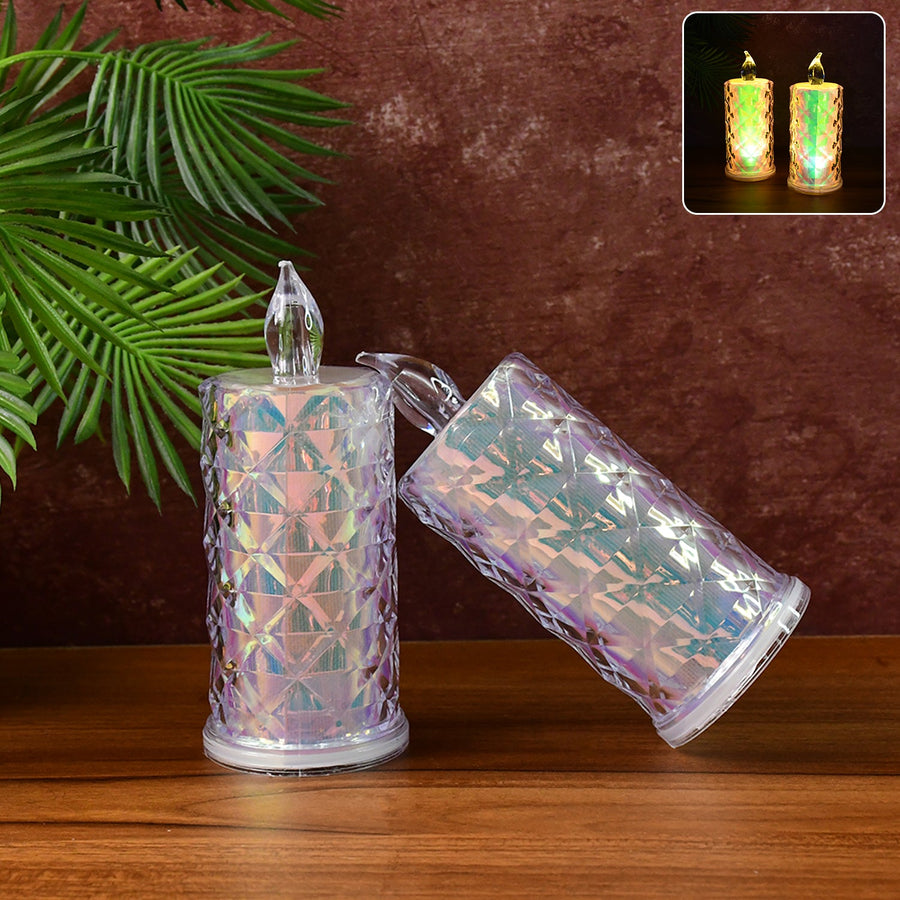 LED Candle Lights – Decorative Holographic Set of 2 with Flickering Glow