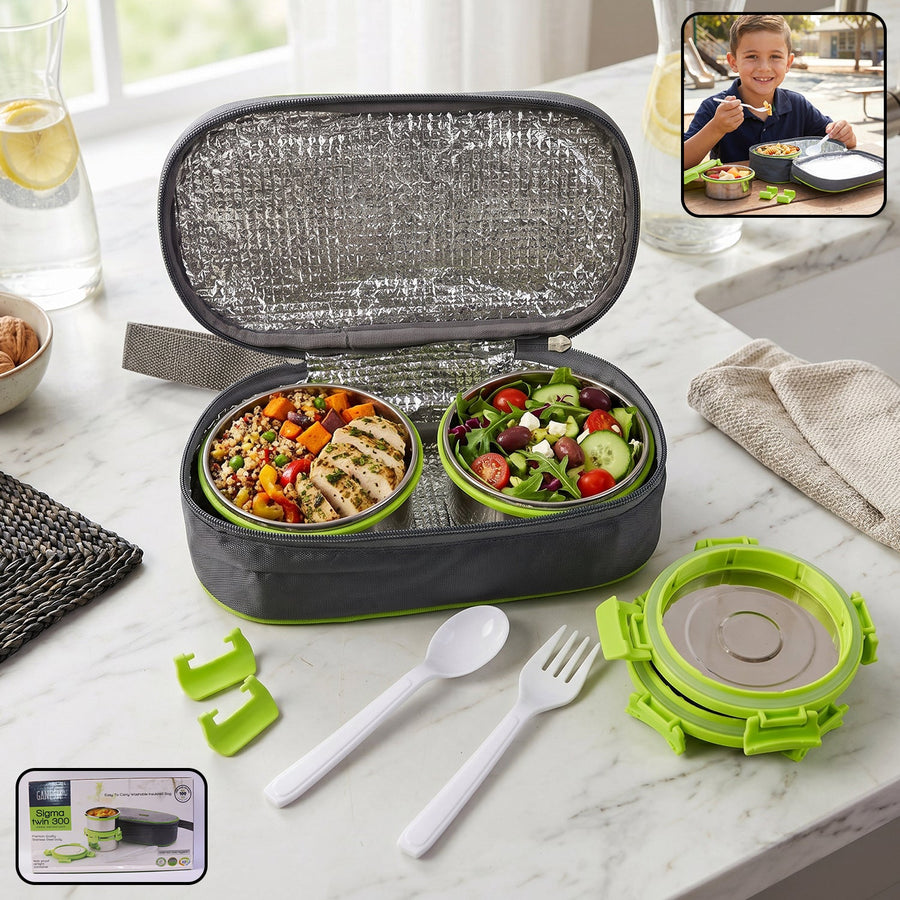 Stainless Steel Lunch Box Set – Durable & Leakproof with Carry Bag