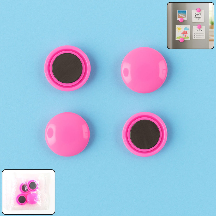 Round Fridge Magnets – Strong Grip, Scratch-Safe Buttons (4 Pcs)
