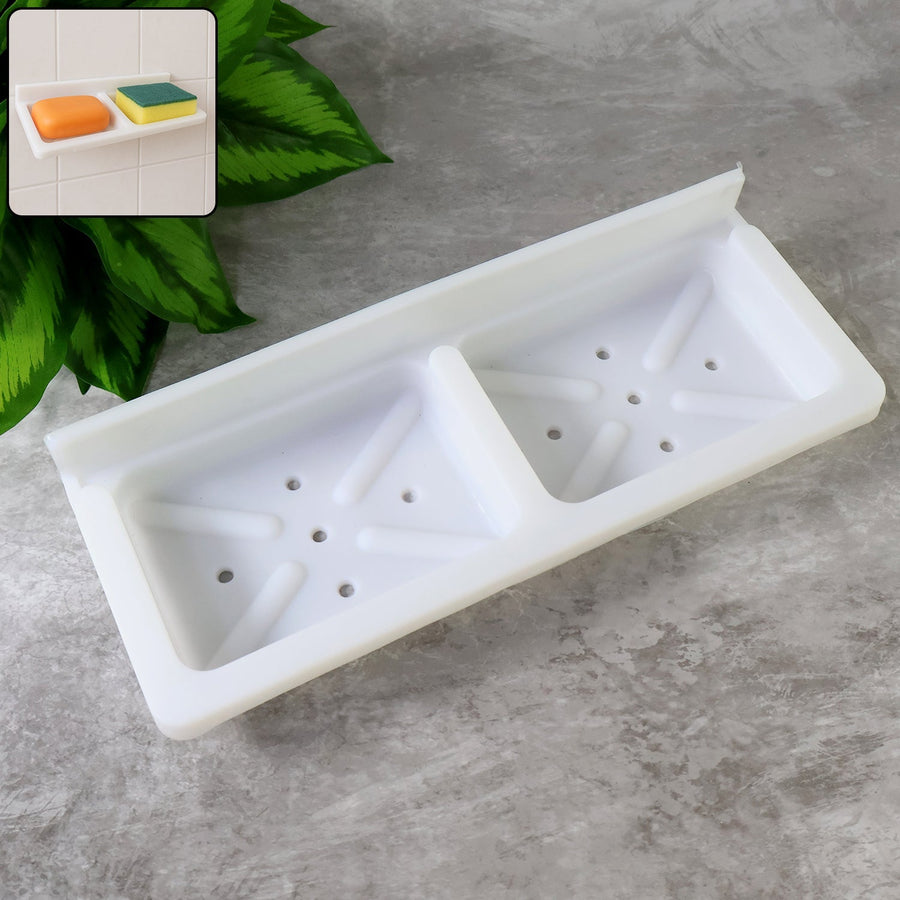 Double Compartment Wall Mounted Soap & Sponge Holder – Space Saver