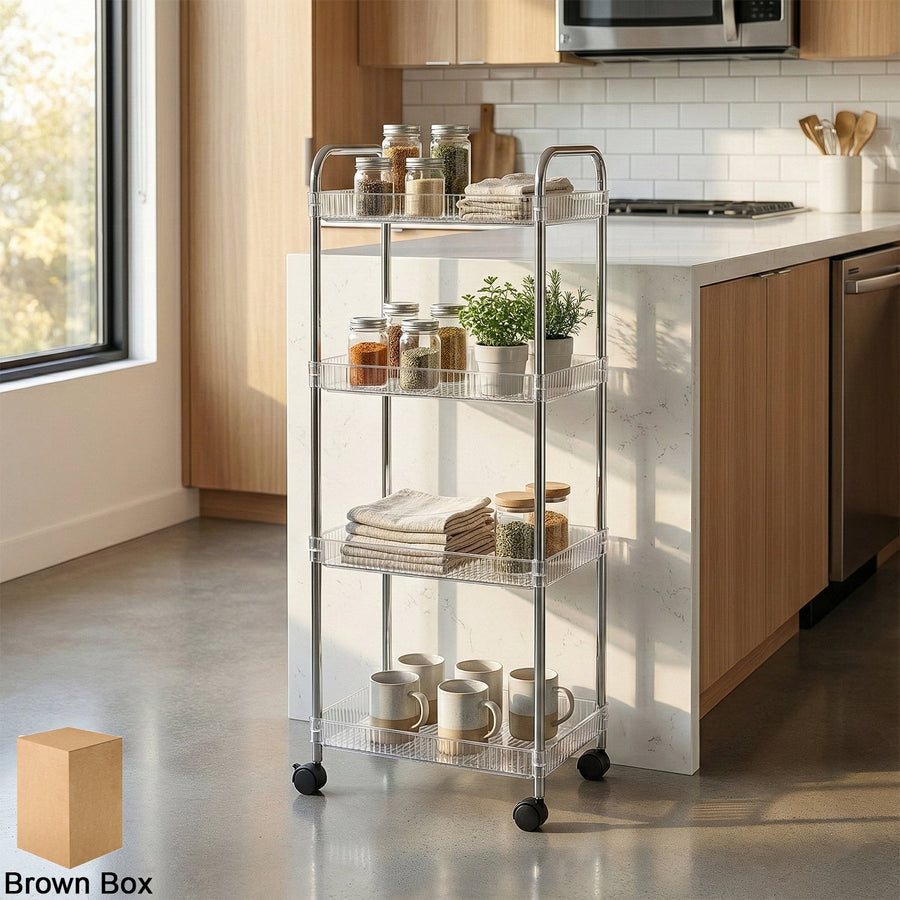 4 Layer Storage Trolley with Wheels – Multipurpose Organizer Cart