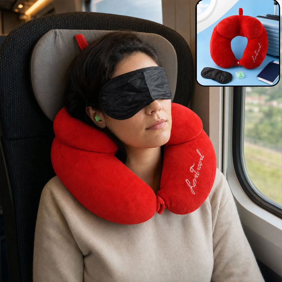 3 in 1 Travel Neck Pillow with Sleep Eye Mask and Ear Plugs (1 Set)
