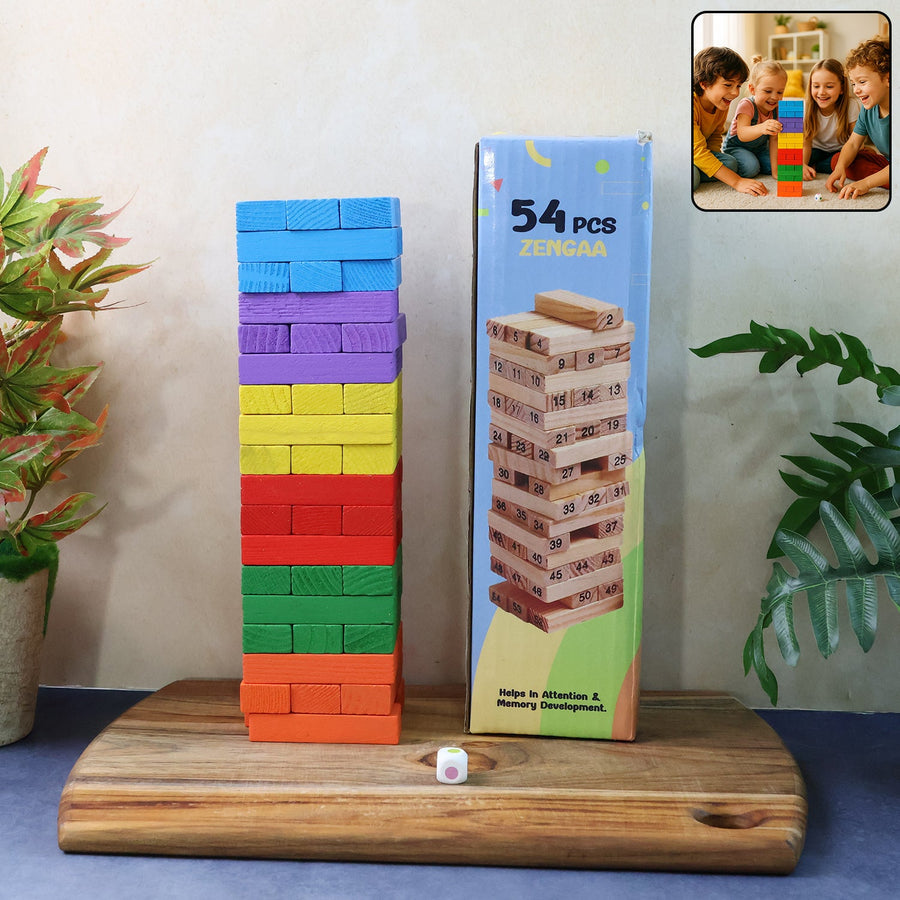 Wooden Stacking Tower Game – 54-Piece Classic Fun